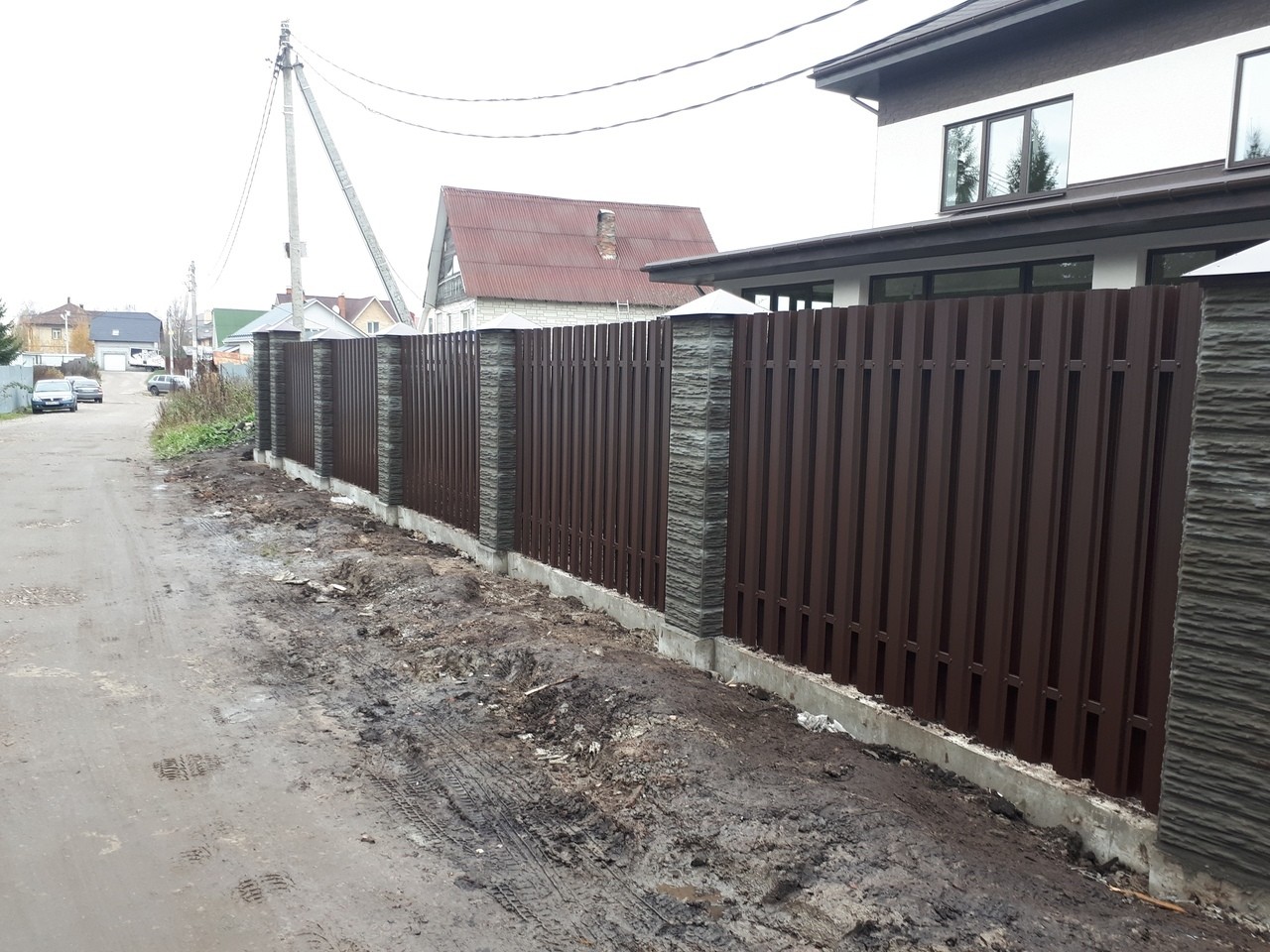 Забор шахматка 40м из штакетника столбы под камень в Калуге