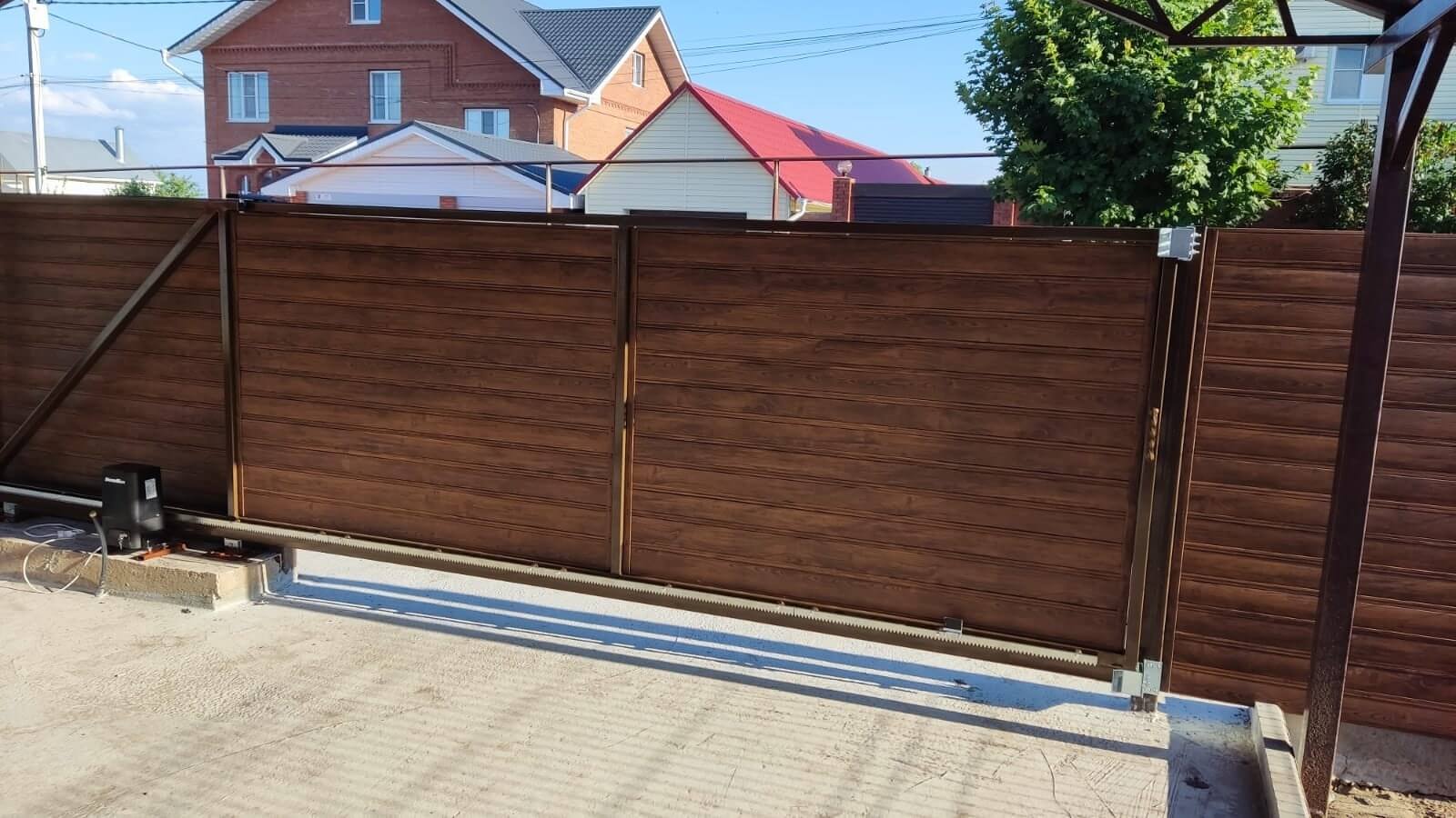 Забор-ранчо из металлопланкена 76м Printech Каштан 2-х сторонний фото3 в Калуге