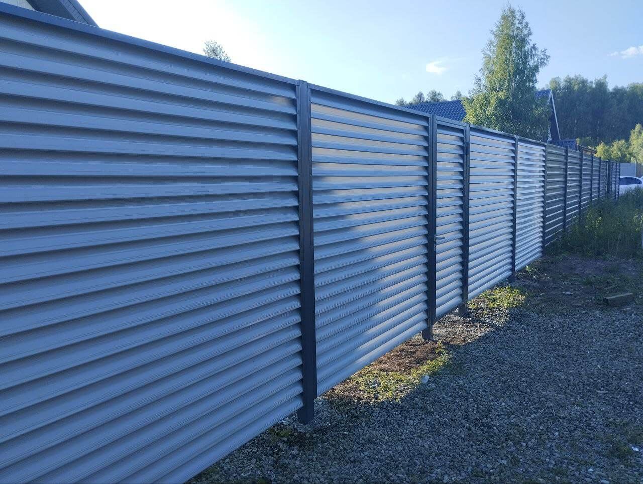 Забор из ламелей еврожалюзи 20м RAL7004 Серый в Калуге