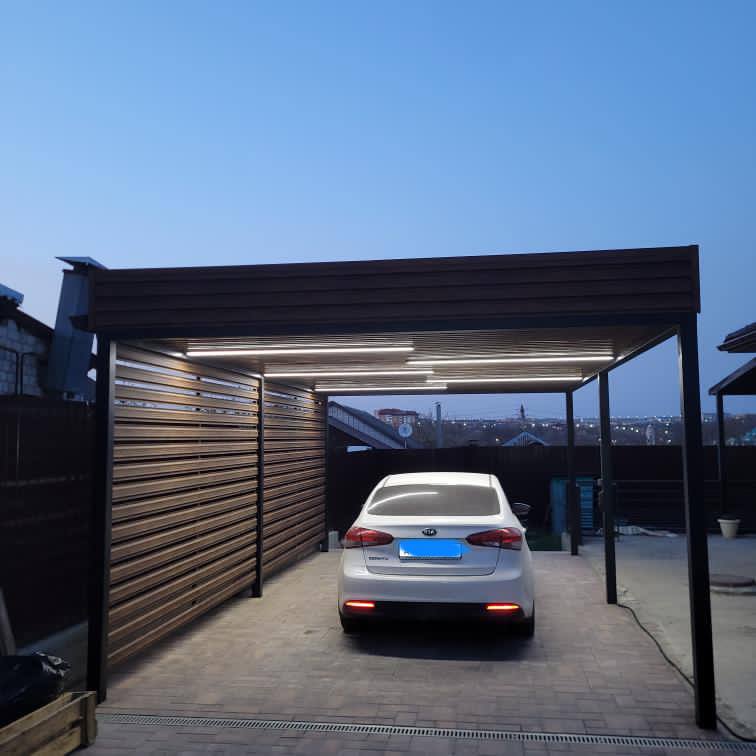Пергола из евроштакетника широкого Каштан Printech фото 2 в Калуге