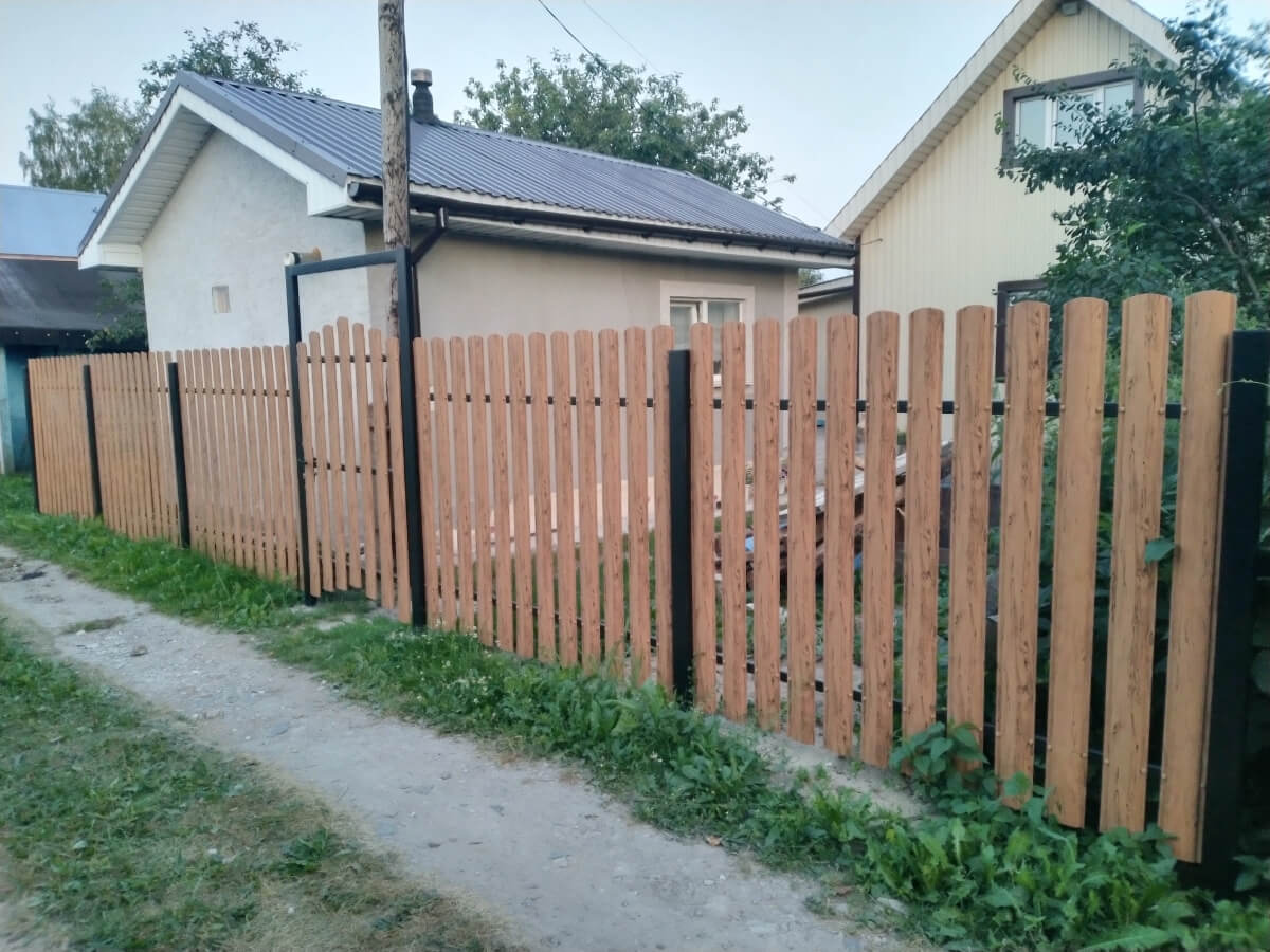 Забор из евроштакетника 14м Кипарис 2xPrintech двусторонний в Калуге